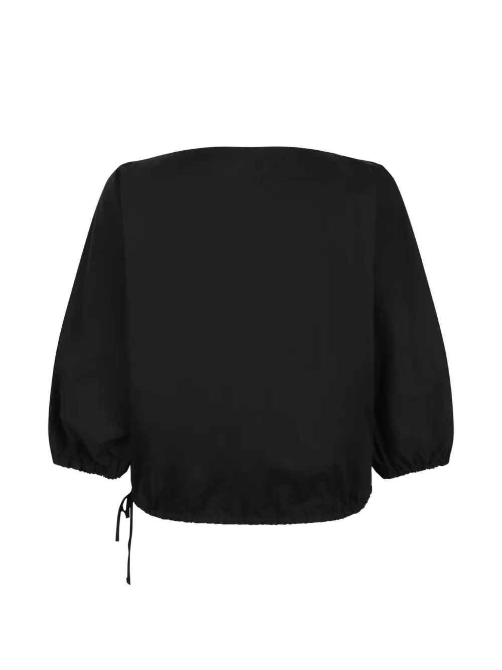 Douuod Blouse met trekkoord en pofmouwen Zwart