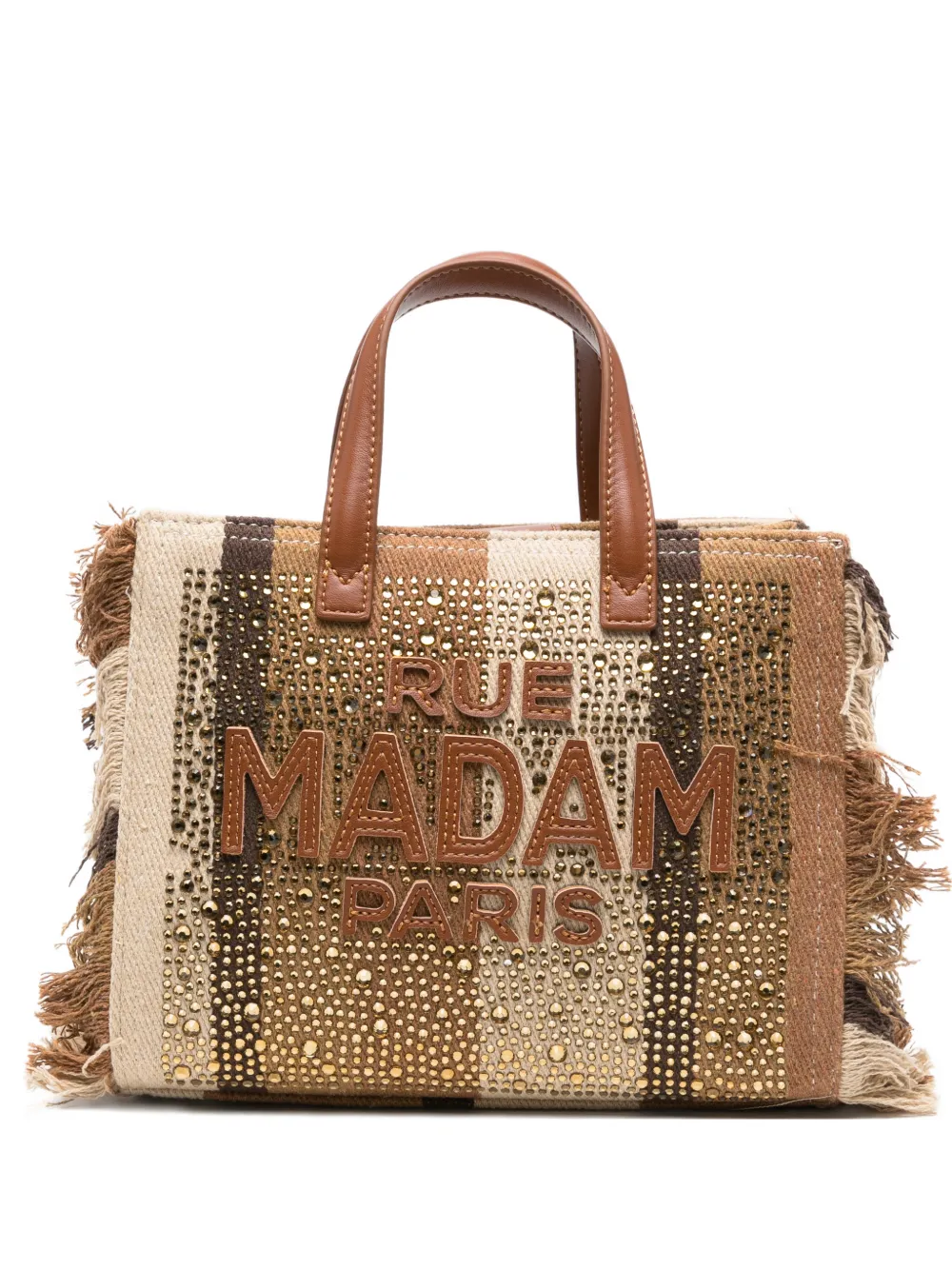 RUE MADAME PARIS mini Casablanca fringed-trim tote bag - Marrone