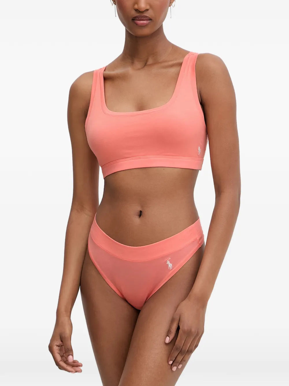 Polo Ralph Lauren embroidered-logo scoop-neck bra - Orange