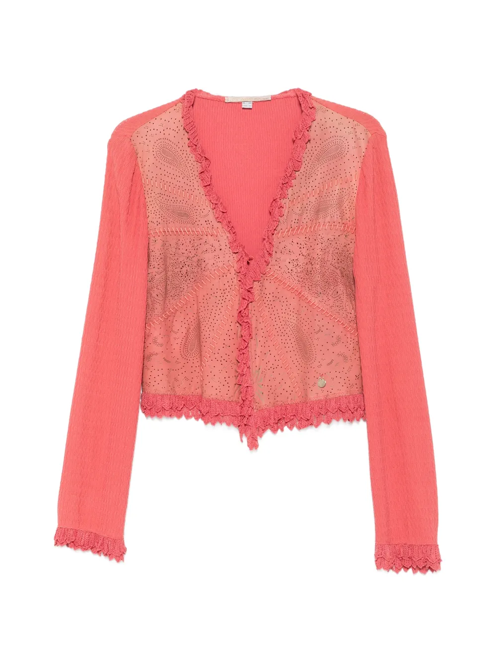 Roberto Cavalli Vintage 2000s perforated lace-trim jacket - Rosa