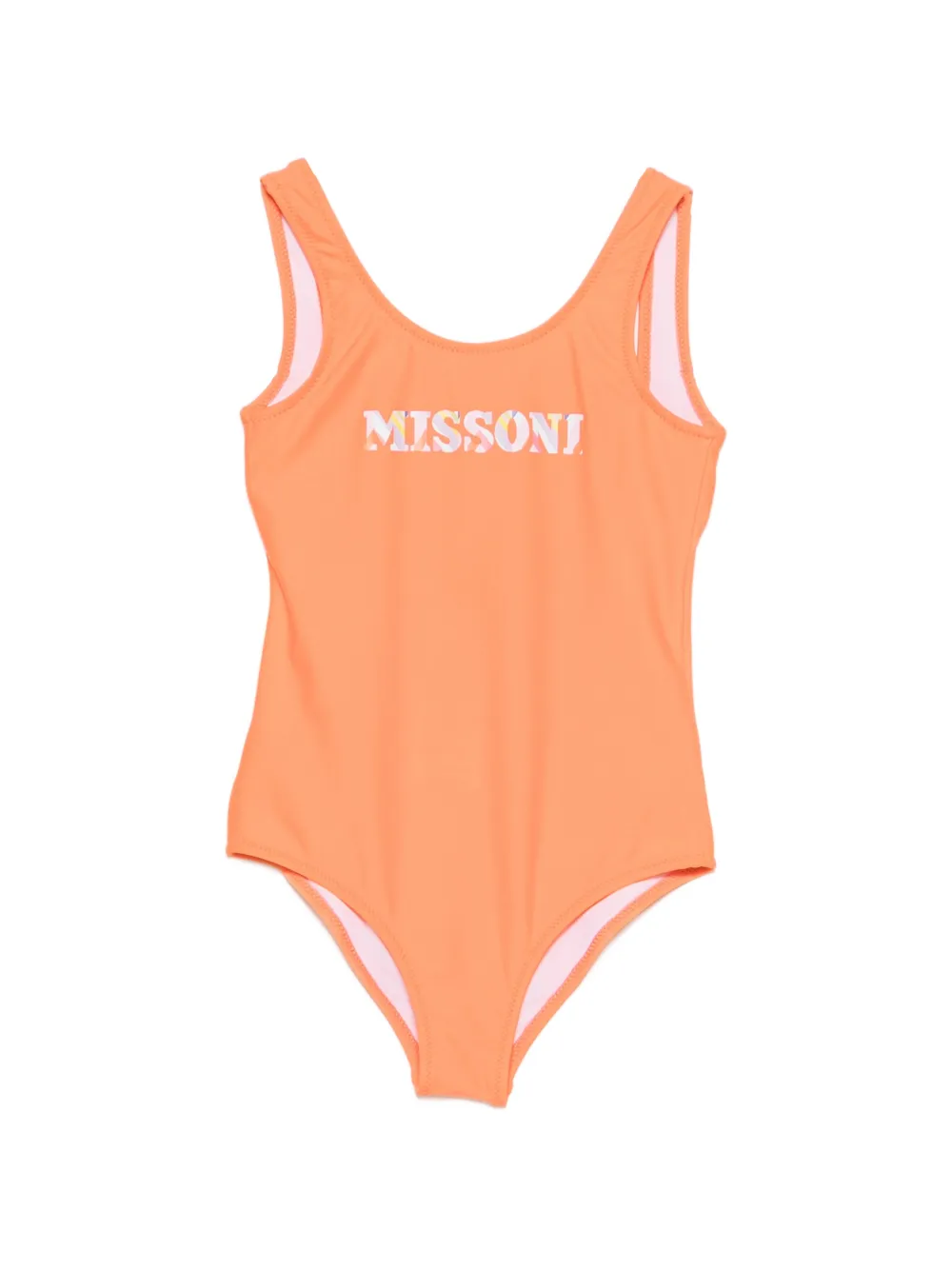 Missoni Kids logo-print scoop-neck swimsuit - Arancione