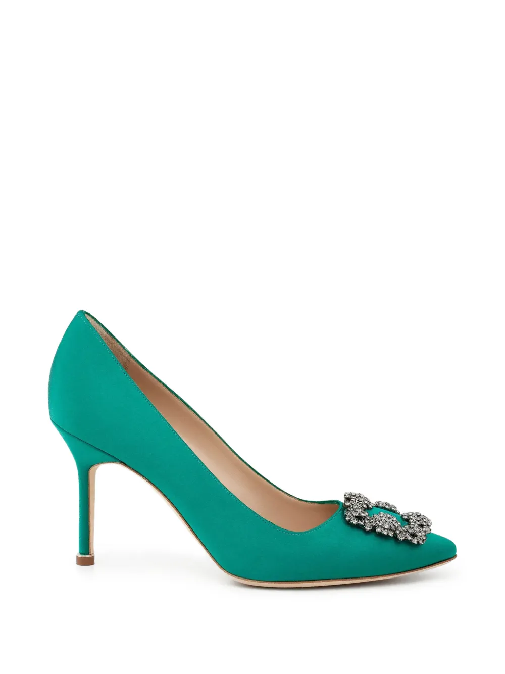Manolo Blahnik Hangisi 90 crystal-buckle pumps - Verde