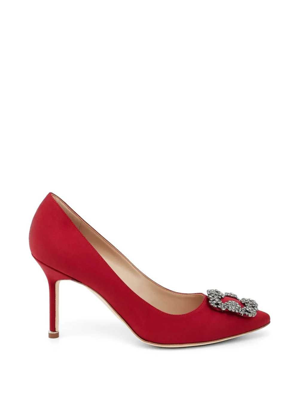 Manolo Blahnik Hangisi 90 crystal-buckle pumps Rood