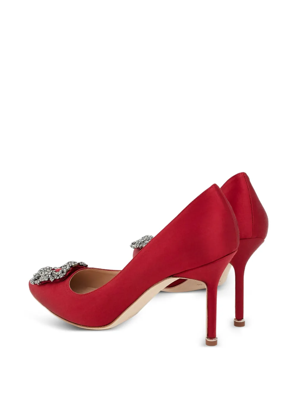 Manolo Blahnik Hangisi 90 crystal-buckle pumps Rood