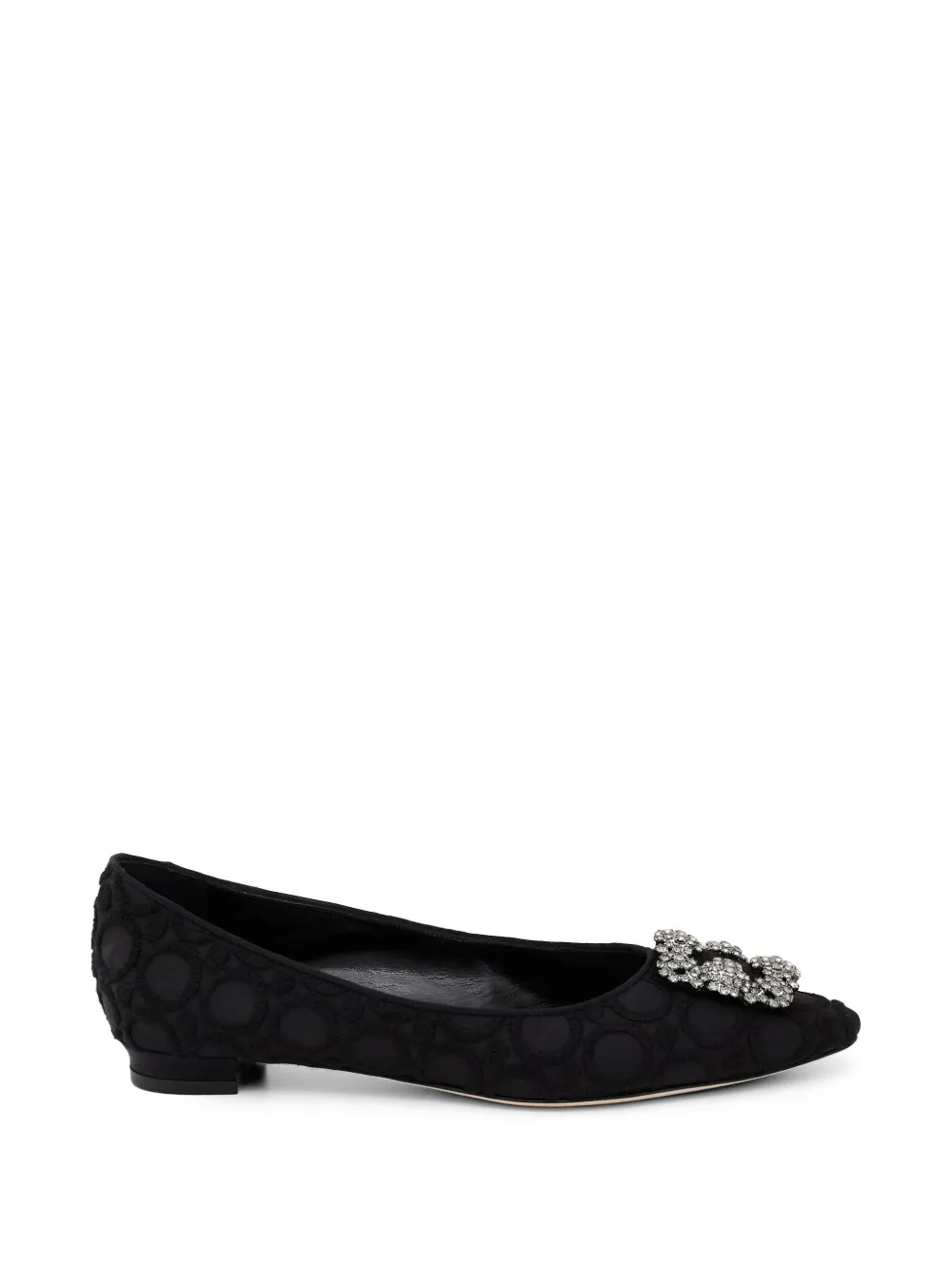 Manolo Blahnik Hangisi Flat crystal-buckle ballet flats - Schwarz