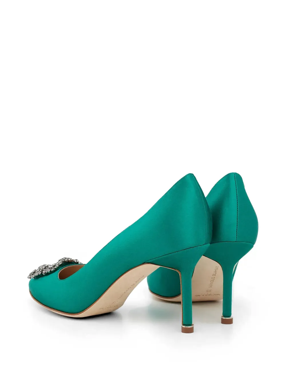 Manolo Blahnik Hangisi 70 crystal-buckle pumps Groen