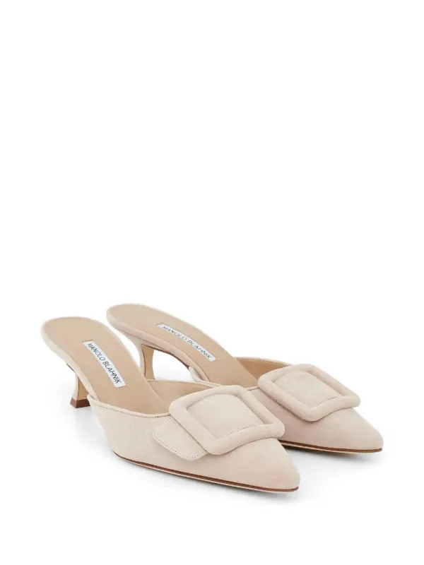Manolo Blahnik Maysale スエード ミュール | ニュートラル | FARFETCH JP