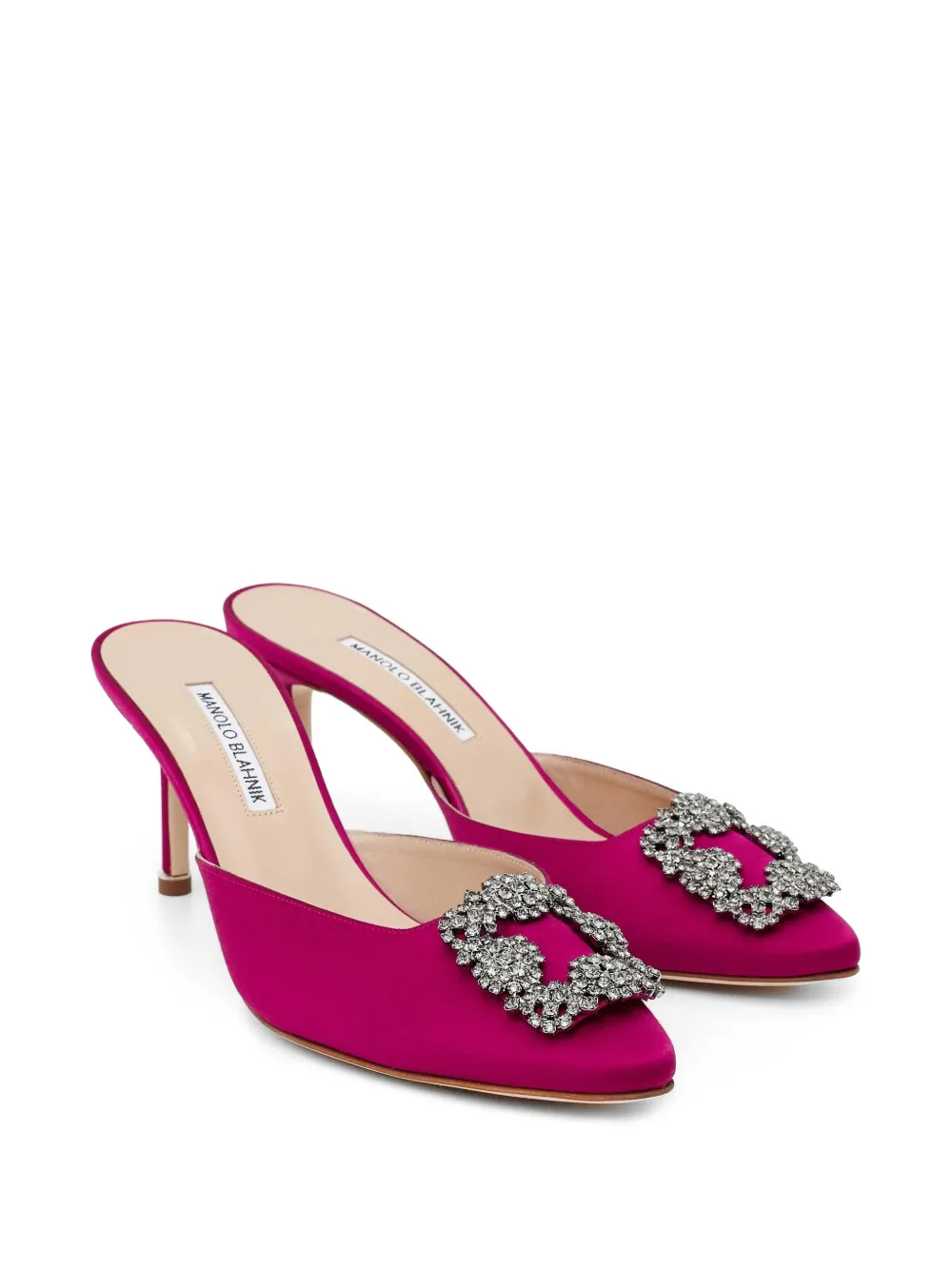 Manolo Blahnik Hangisi crystal-embellished mules Roze