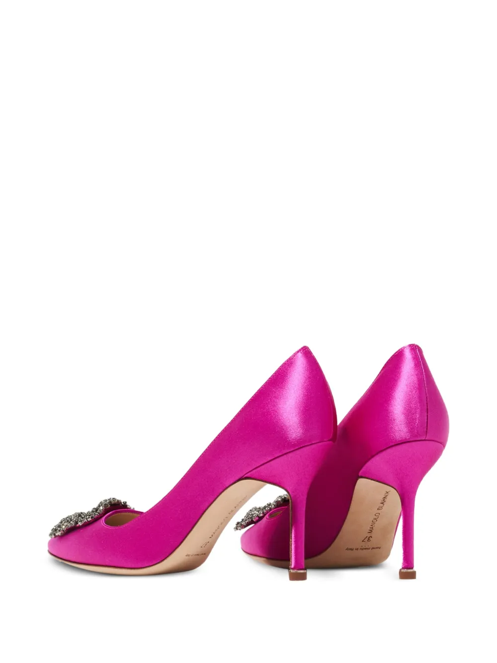 Manolo Blahnik Hangisi 90 crystal-buckle pumps Roze