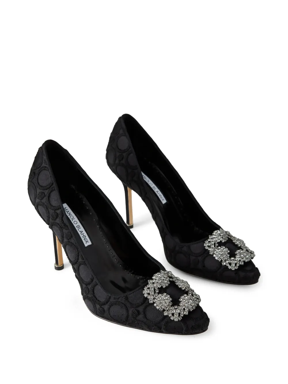 Manolo Blahnik Hangisi crystal-buckle pumps Zwart
