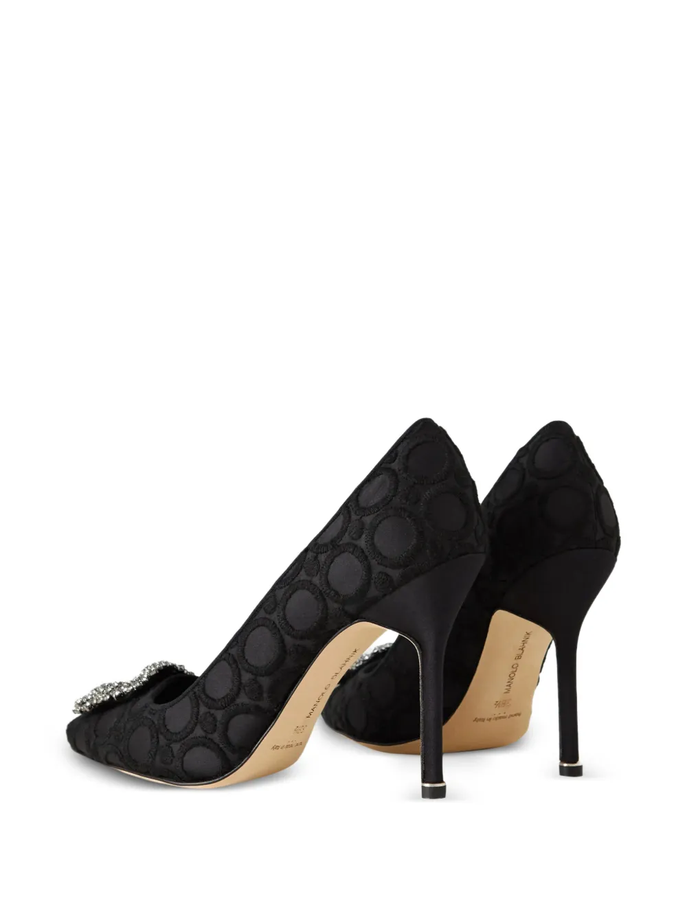 Manolo Blahnik Hangisi crystal-buckle pumps Zwart