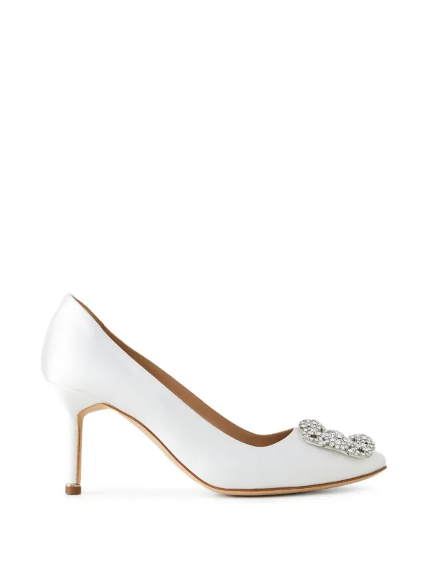 Manolo Blahnik Hangisi 70 Crystal-buckle Pumps in White