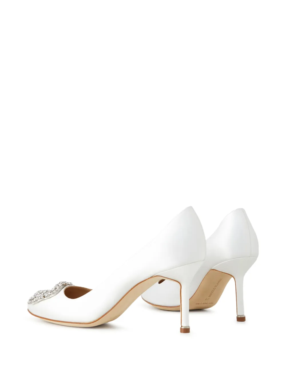 Manolo Blahnik Hangisi 70 crystal-buckle pumps Wit