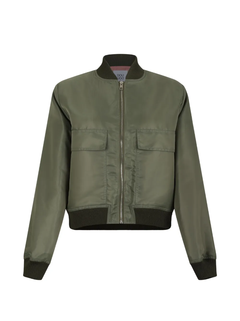 Douuod zip-up flap-pocket cropped bomber jacket - Verde