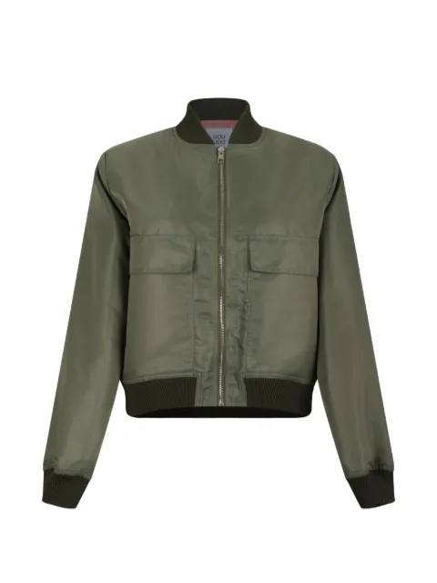 Douuod zip-up flap-pocket cropped bomber jacket