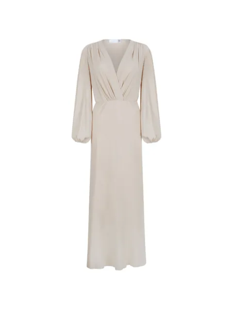 Douuod gathered-detail long-sleeve maxi dress