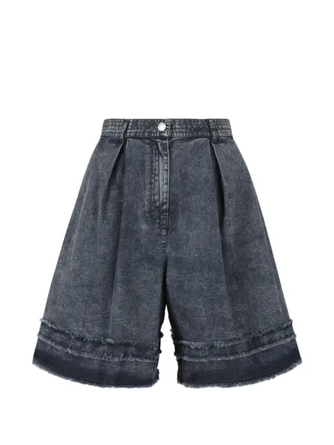 HUI MILANO Heather frayed pleated-denim shorts