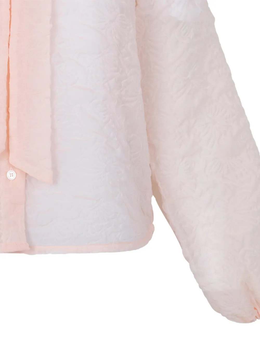 Douuod Blouse met strikdetail en bloemen jacquard Beige