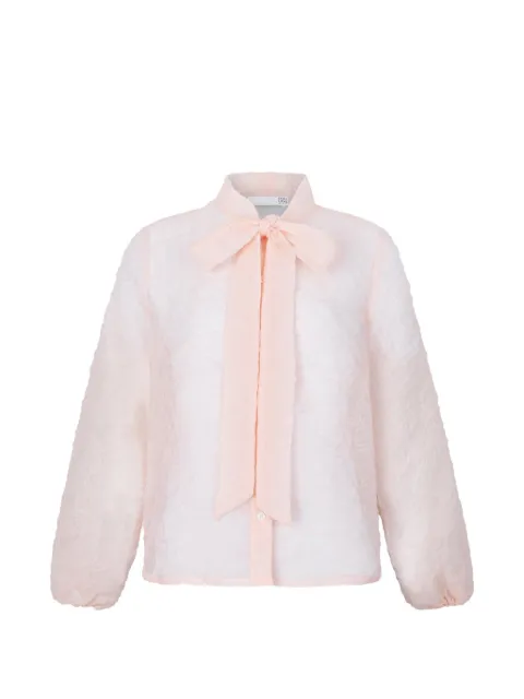 Douuod bow-detail floral-jacquard shirt