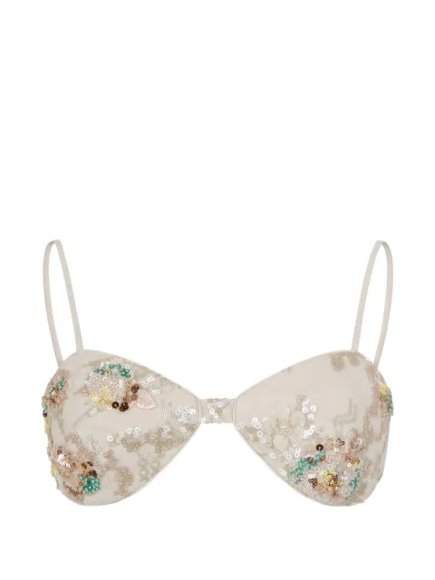 HUI MILANO haut à sequins et patch fleuri