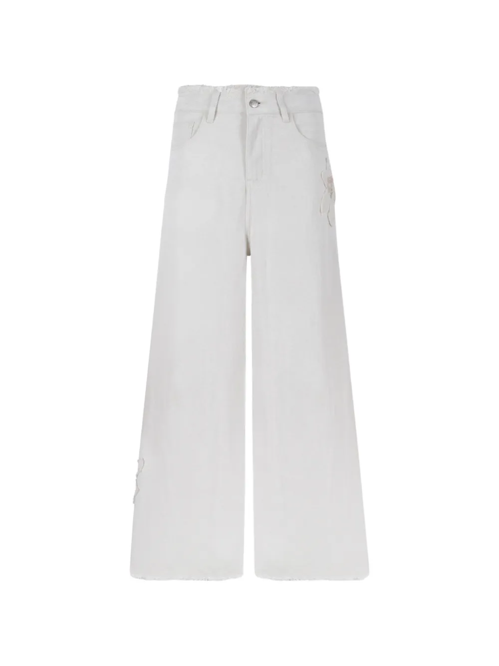 HUI MILANO sequin-embellished frayed-edge jeans - Toni neutri