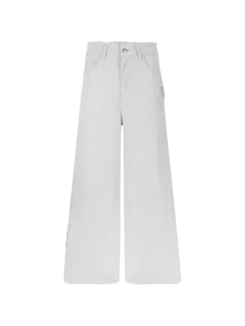 HUI MILANO Calça jeans com borda desfiada e paetês