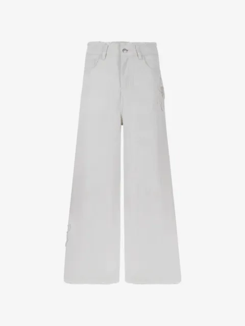 HUI MILANO sequin-embellished frayed-edge jeans