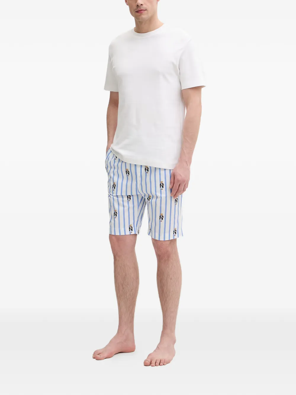 Polo Ralph Lauren Polo Bear gestreepte pyjamabroek Wit