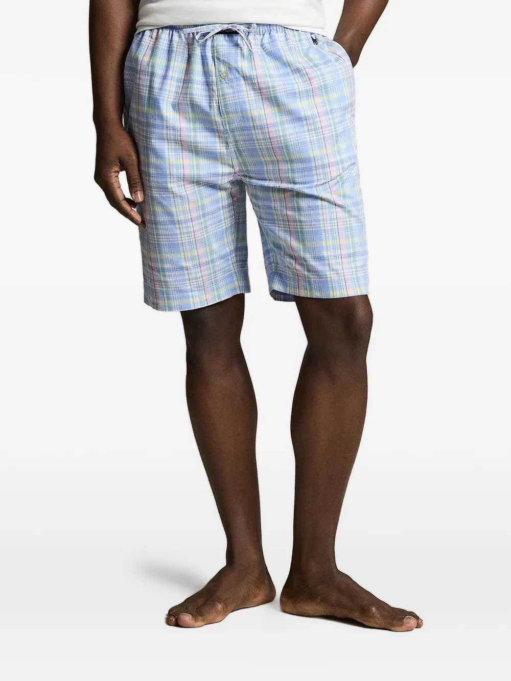 Polo Ralph Lauren check-pattern drawstring pajama shorts - Blau