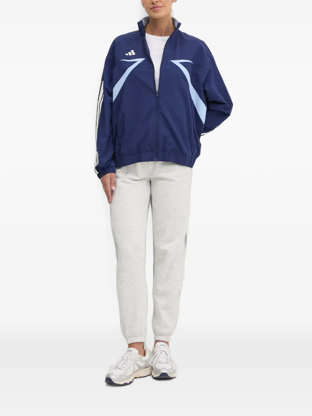 adidas logo-print panelled jacket Blauw