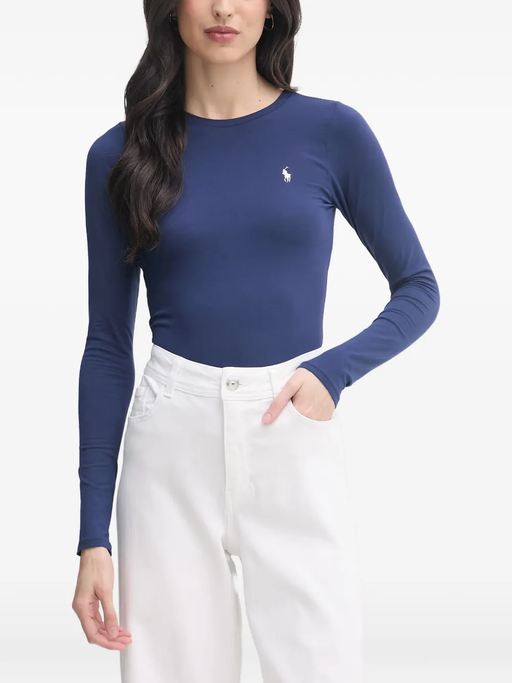 Polo Ralph Lauren logo-embroidered long-sleeve boduysuit - Blu