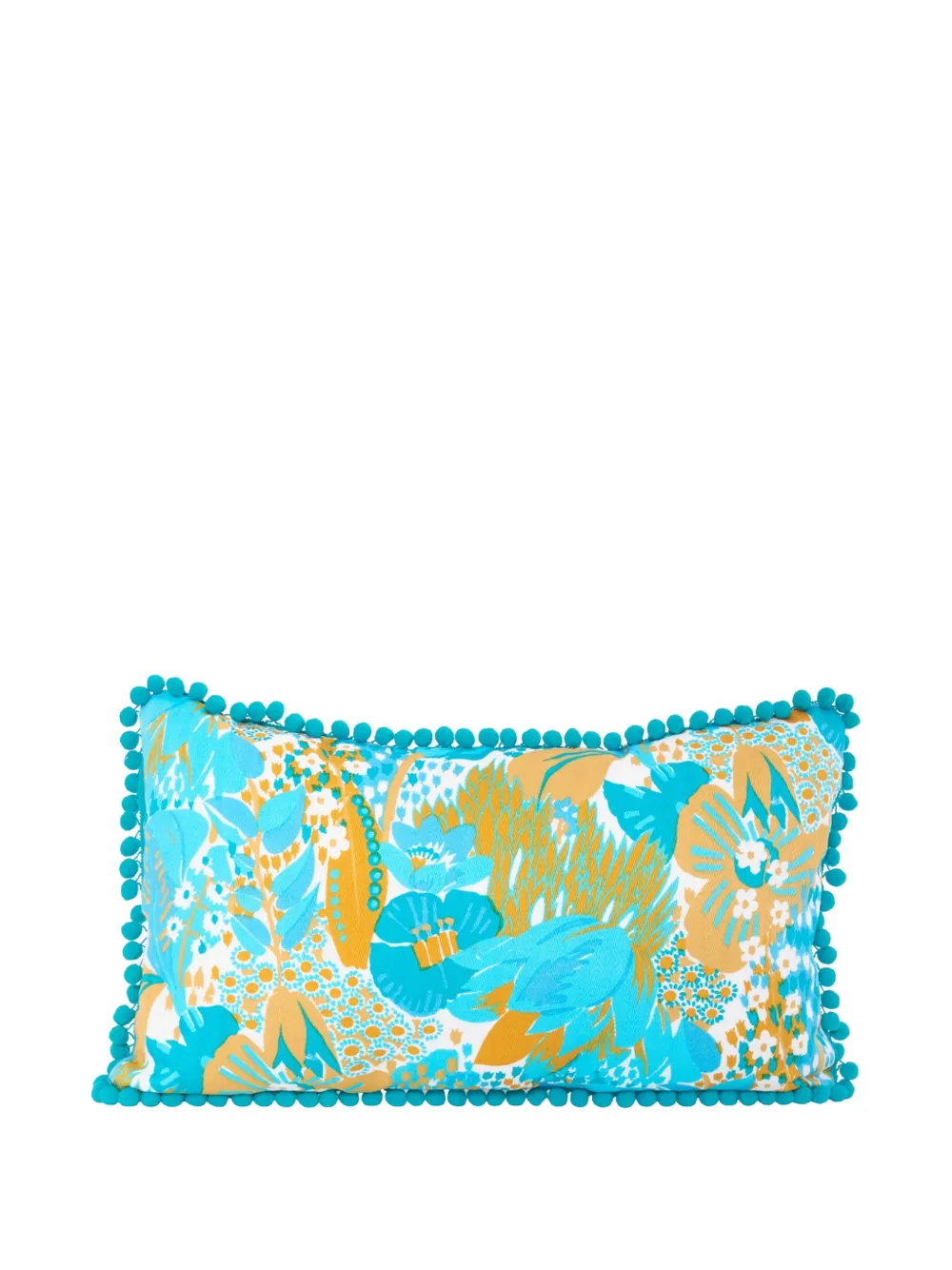 CAVALLI E NASTRI VINTAGE floral-print pom-pom cushion - Blau