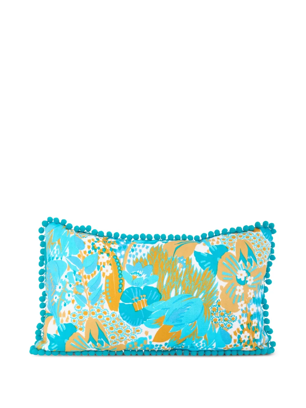 CAVALLI E NASTRI VINTAGE floral-print pom-pom cushion - Blu