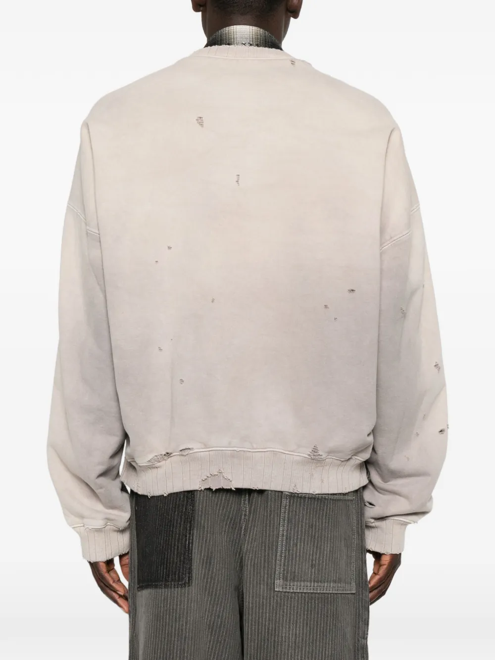 Maison MIHARA YASUHIRO Geruit overhemd met gerafeld effect Beige