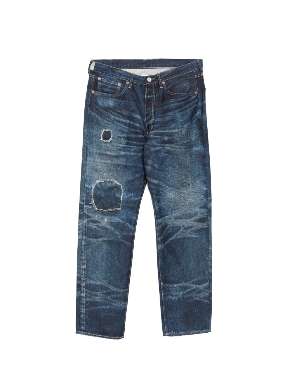 Junya Watanabe MAN whiskering-effect trousers - Blu