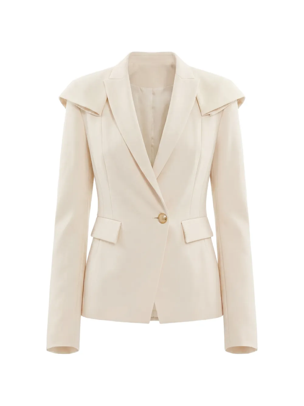 Saiid Kobeisy ruffled tailored blazer jacket - Toni neutri