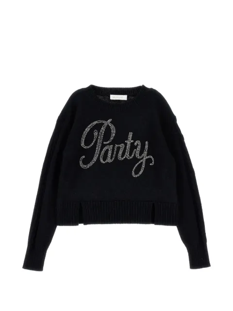 Monnalisa crystal-embellished cable-knit sweater