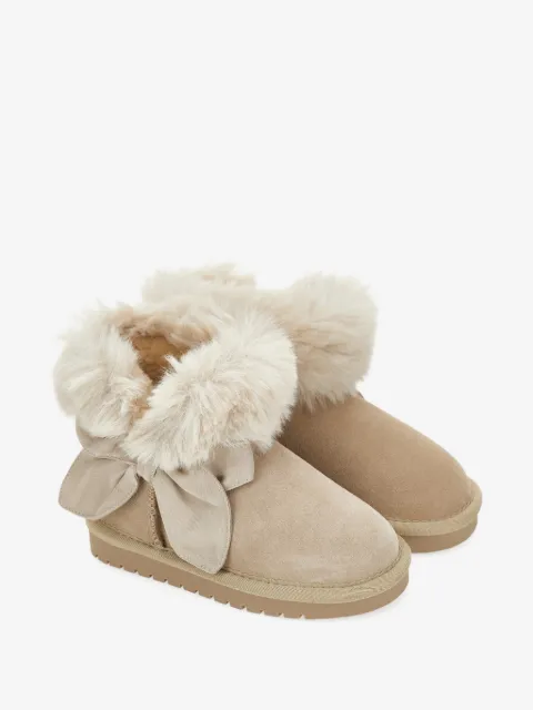 Monnalisa bottines en fourrure artificielle à détail de nœud