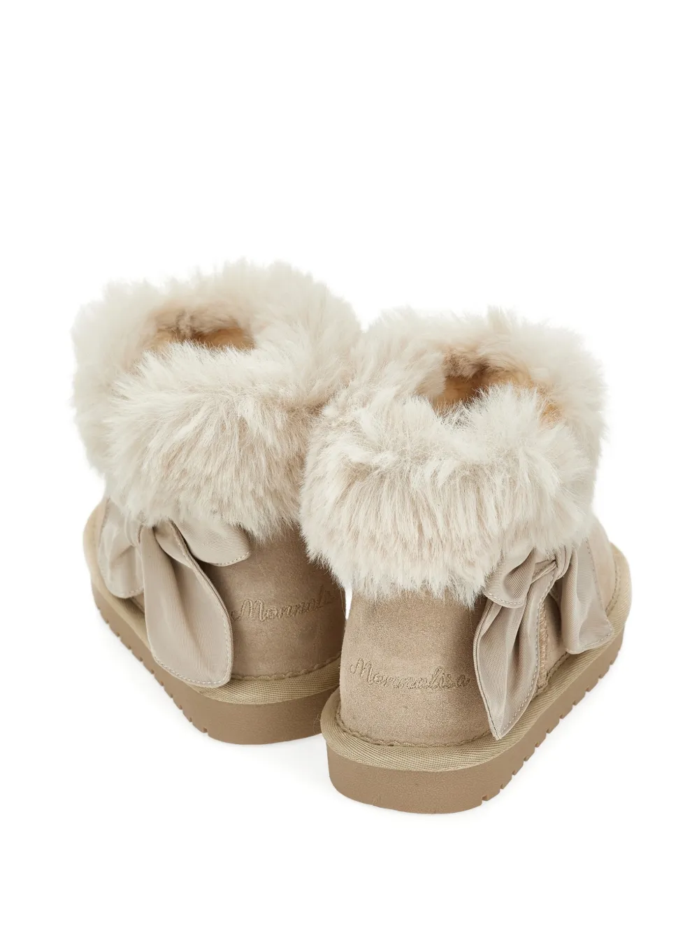 Monnalisa Laarzen met strikdetail van imitatiebont Beige