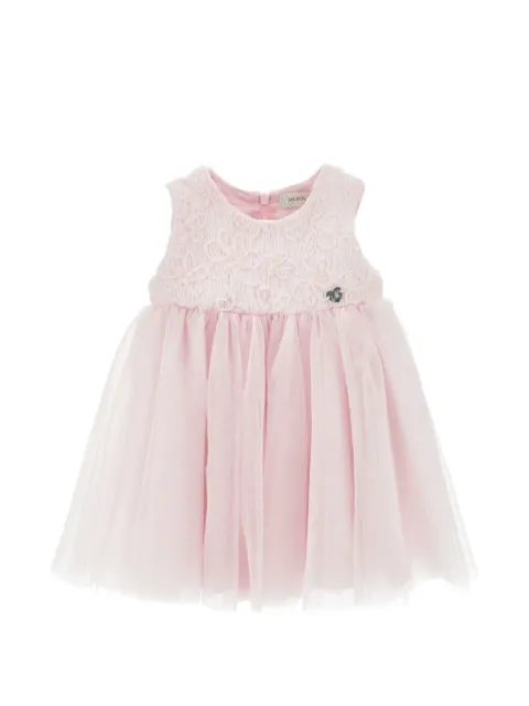 Monnalisa tulle-skirt floral-embroidered dress