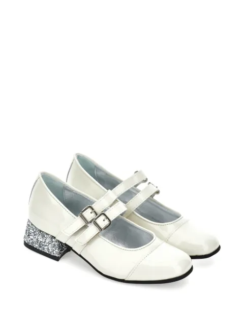 Monnalisa glitter-heel double-strap ballet flats