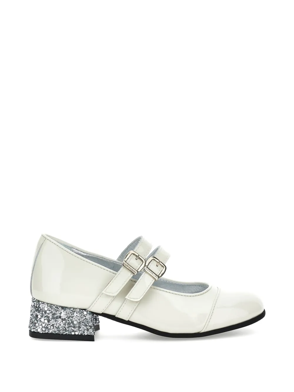 Monnalisa Ballerina's met dubbele bandjes en glitterhak Beige