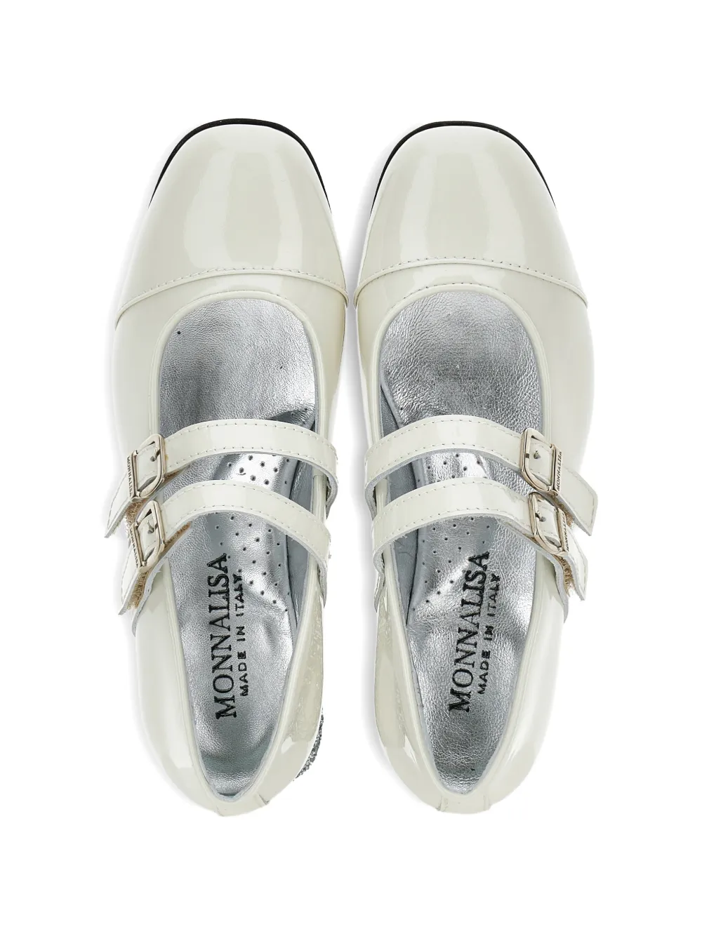 Monnalisa Ballerina's met dubbele bandjes en glitterhak Beige