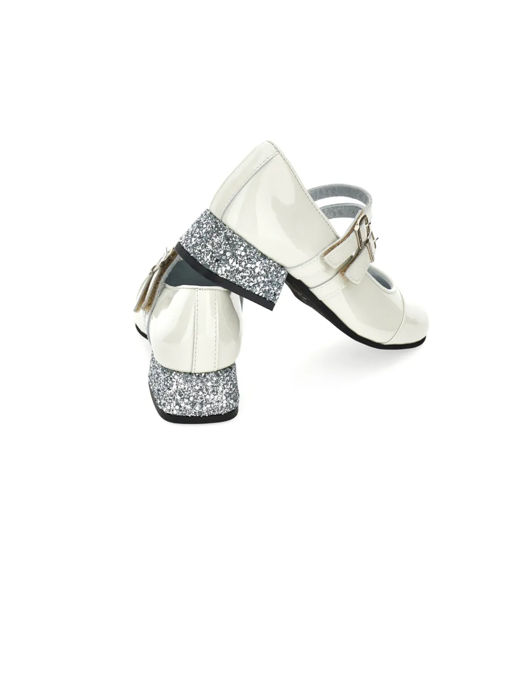 Monnalisa Ballerina's met dubbele bandjes en glitterhak Beige