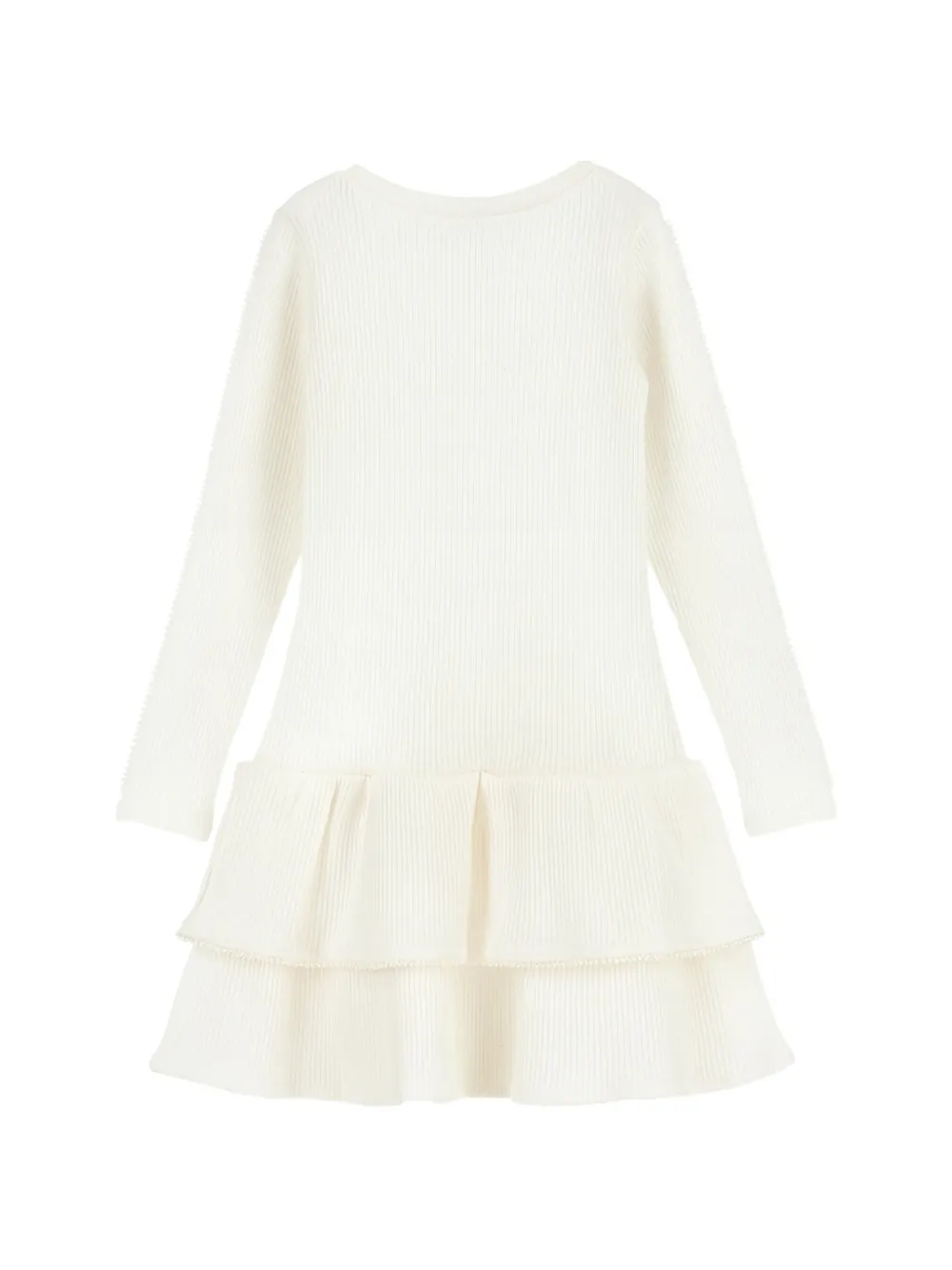 Monnalisa Jurk met ruches en logodetail Wit
