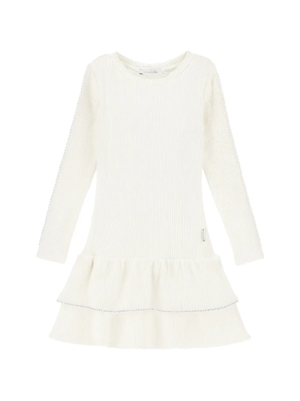 Monnalisa Jurk met ruches en logodetail Wit