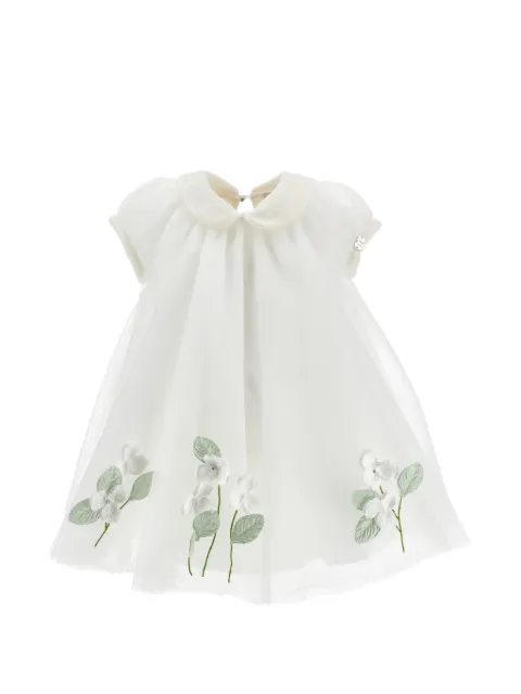 Monnalisa floral-appliqué tulle dress