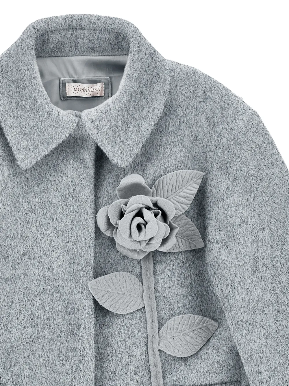Monnalisa Jas met bloemenpatch Grijs