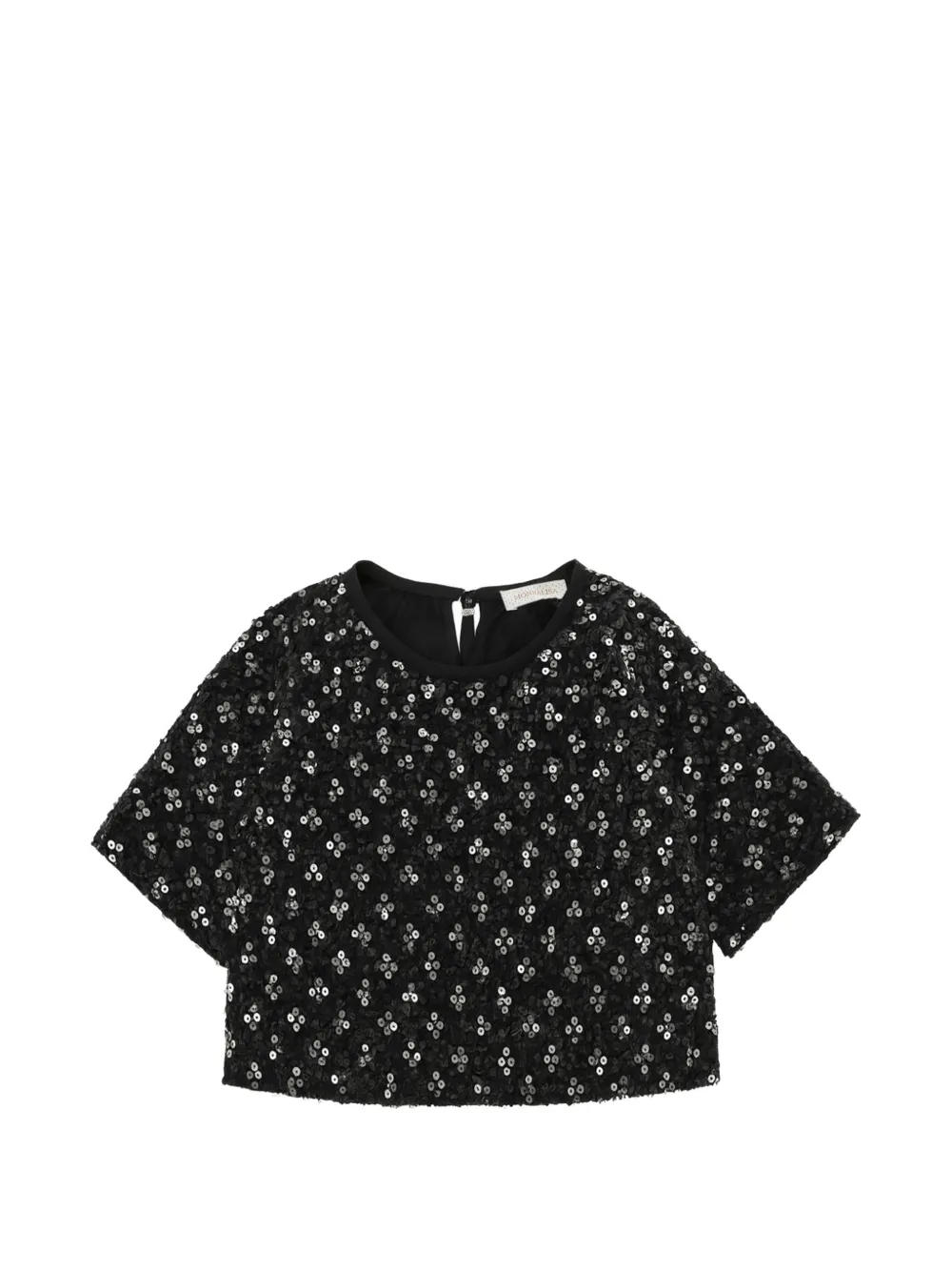 Monnalisa Blusa crop con paillettes - Nero