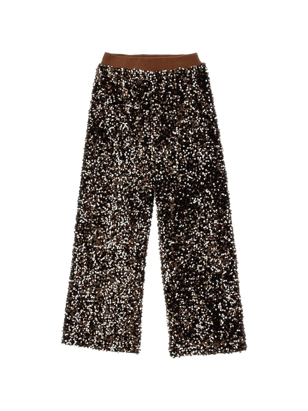 Monnalisa Pantaloni a gamba ampia con paillettes - Marrone